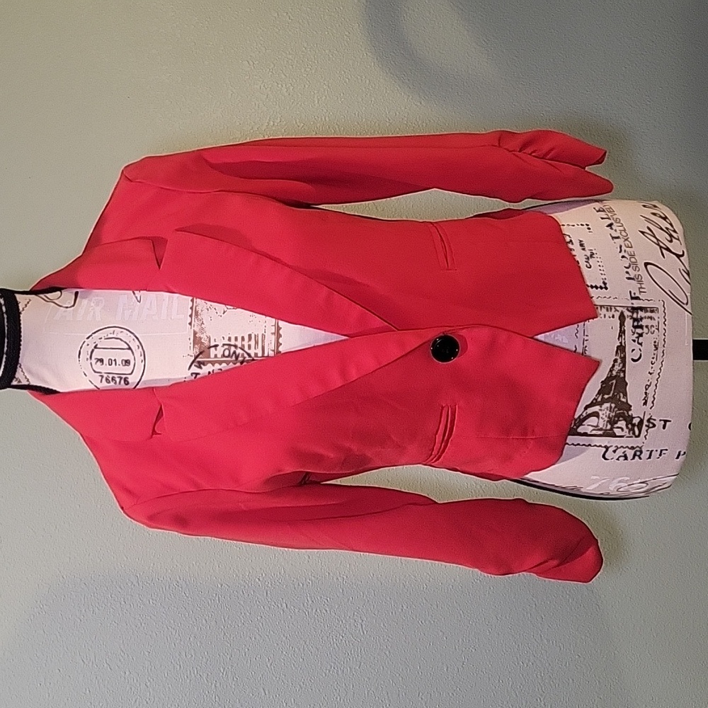 Red cropped 3/4 Sleeve Blazer